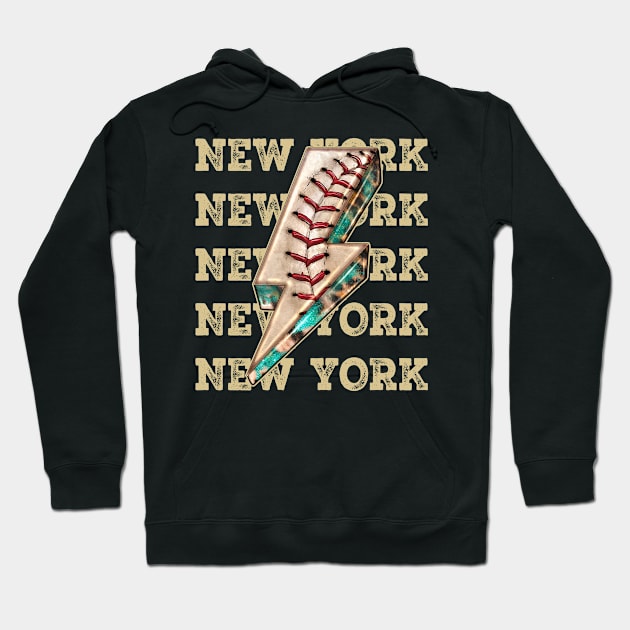 Aesthetic Design New York Gifts Vintage Styles Baseball Hoodie by QuickMart